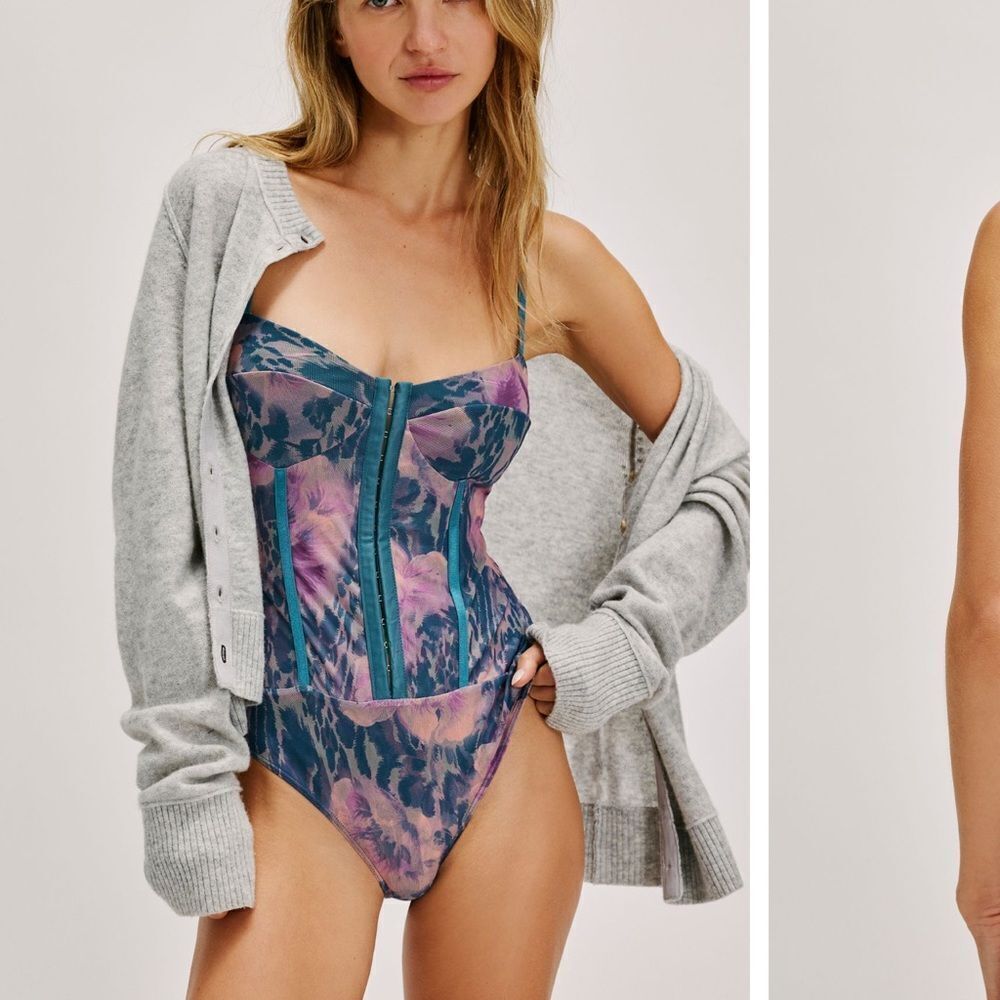 Free people Night Rhythm Printed Bodysuit NWT
